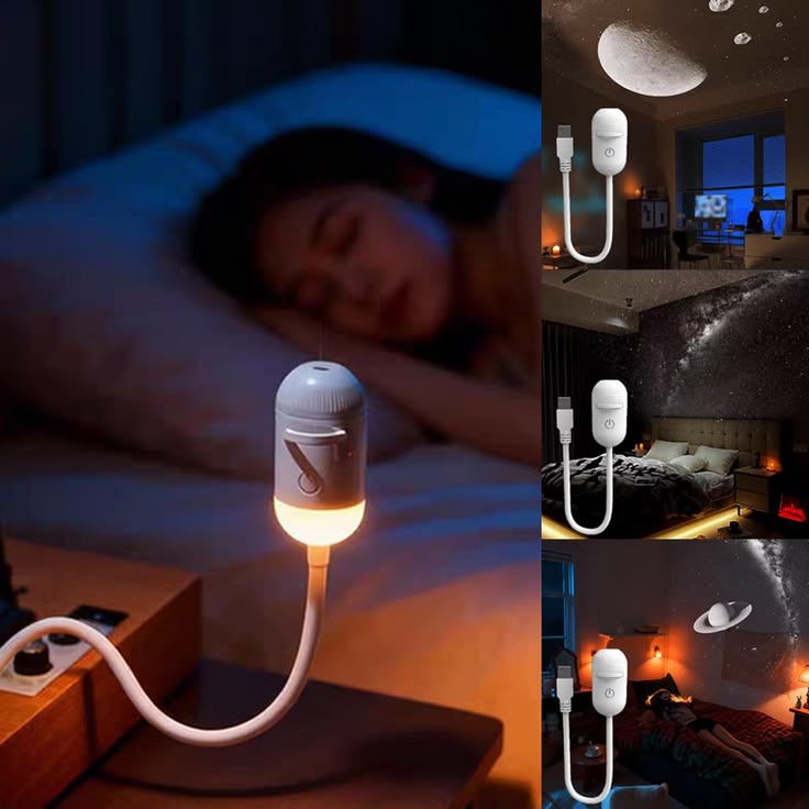 Projection Night Light - USB Powered Starry Sky Lamp for Bedroom Nursery Ambient Lighting