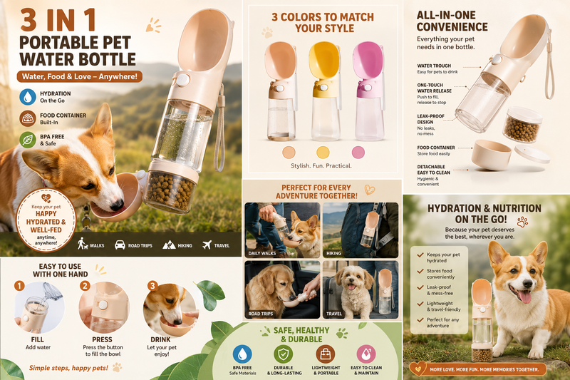 Paw Hydrate™2-in-1 Portable Dog Water & Food Bottle.