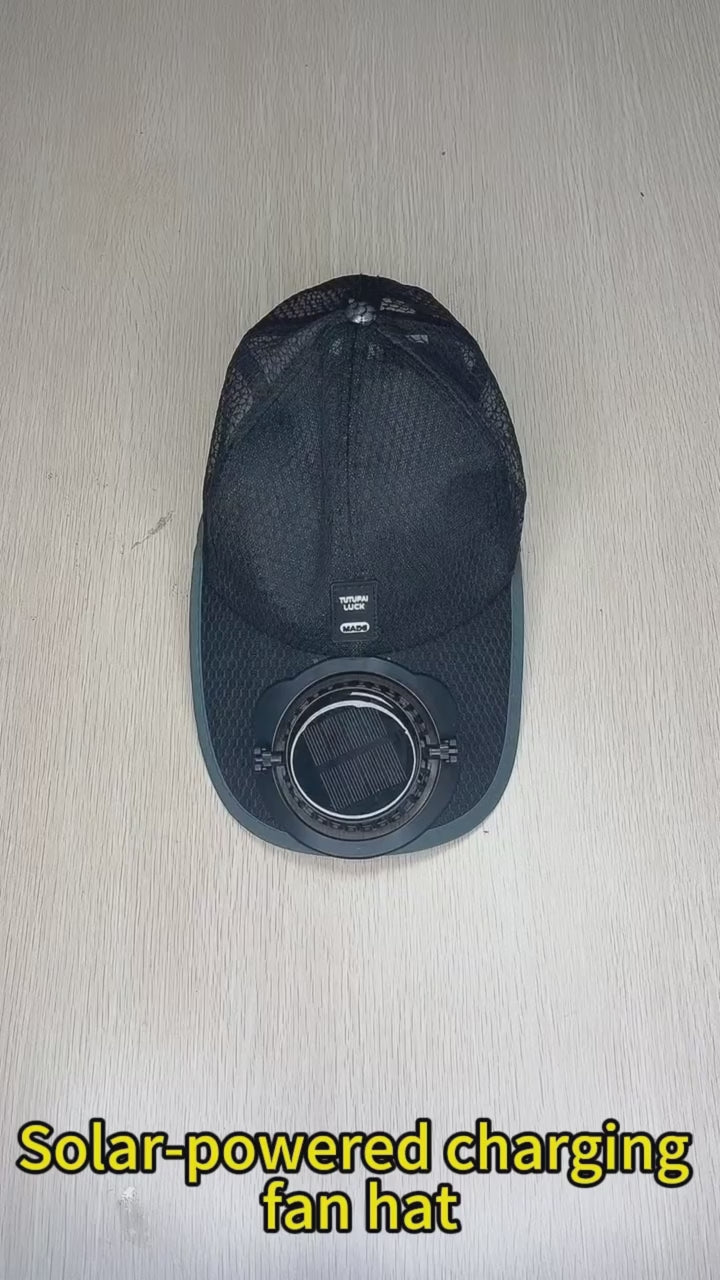 Solar Cool™ USB Rechargeable Fan Cap - Breathable Mesh Cooling Hat for Outdoor Summer Use.